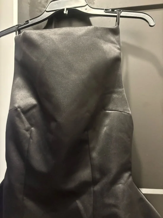 BabyBoo Tate Mini Dress Satin Open Back Babydoll bubble skirt Black Medium NWT - Picture 6 of 11